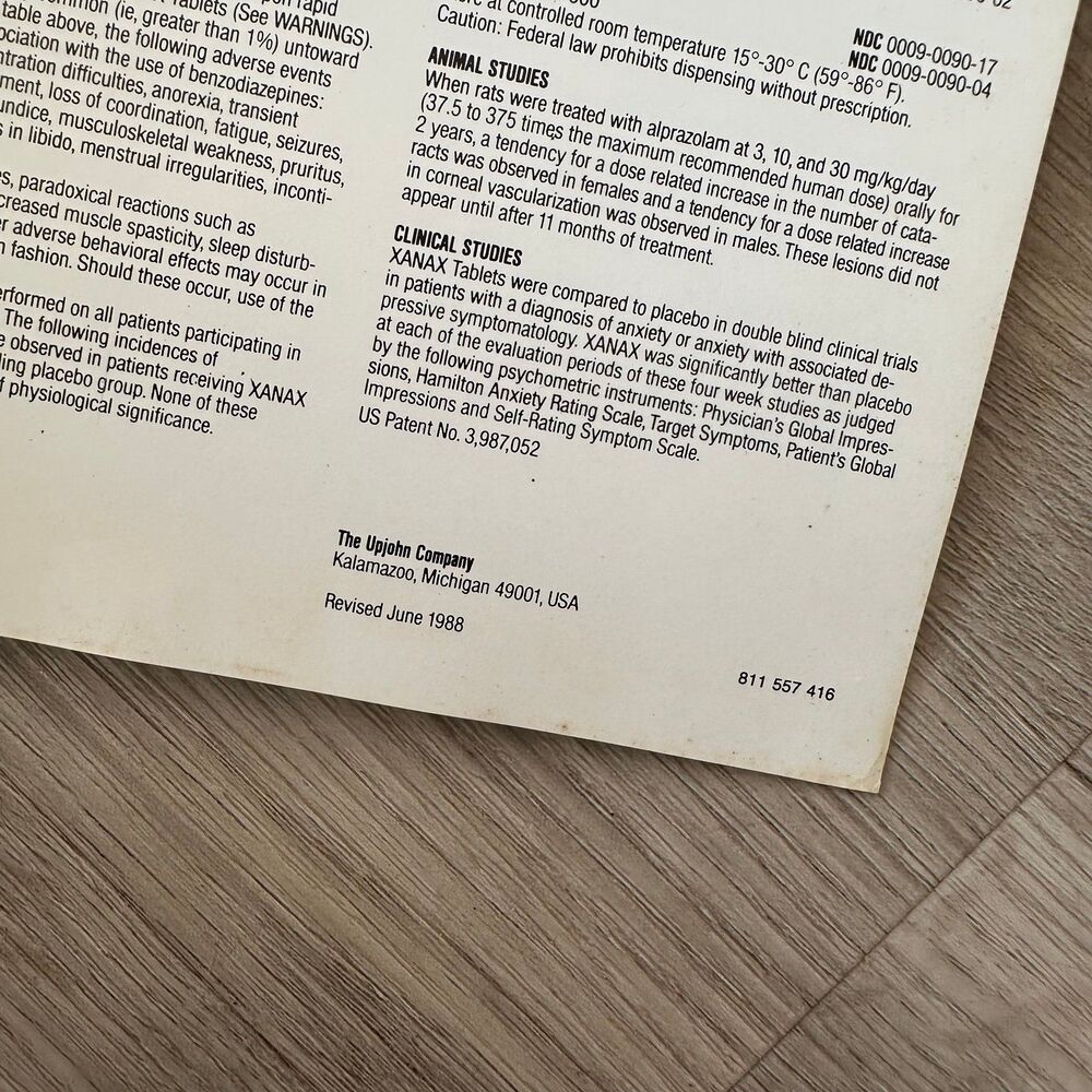 Vintage 1989 Upjohn Pharmaceuticals Merch Acrylic Frame & Info Page Xanax - Picture 9 of 9